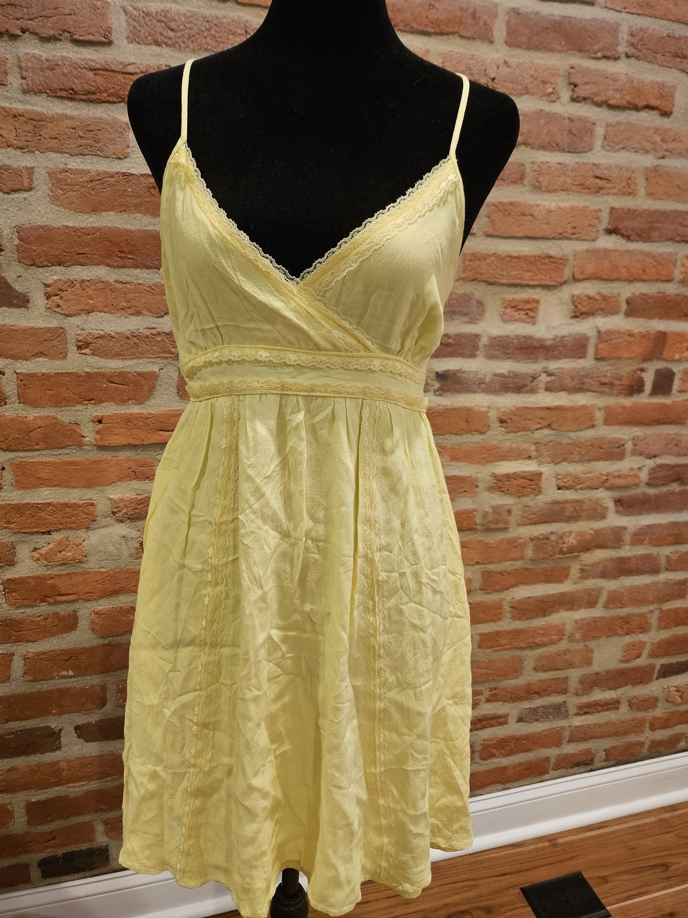 Forever 21 Pale Yellow Lace-Trim Slip Dress
